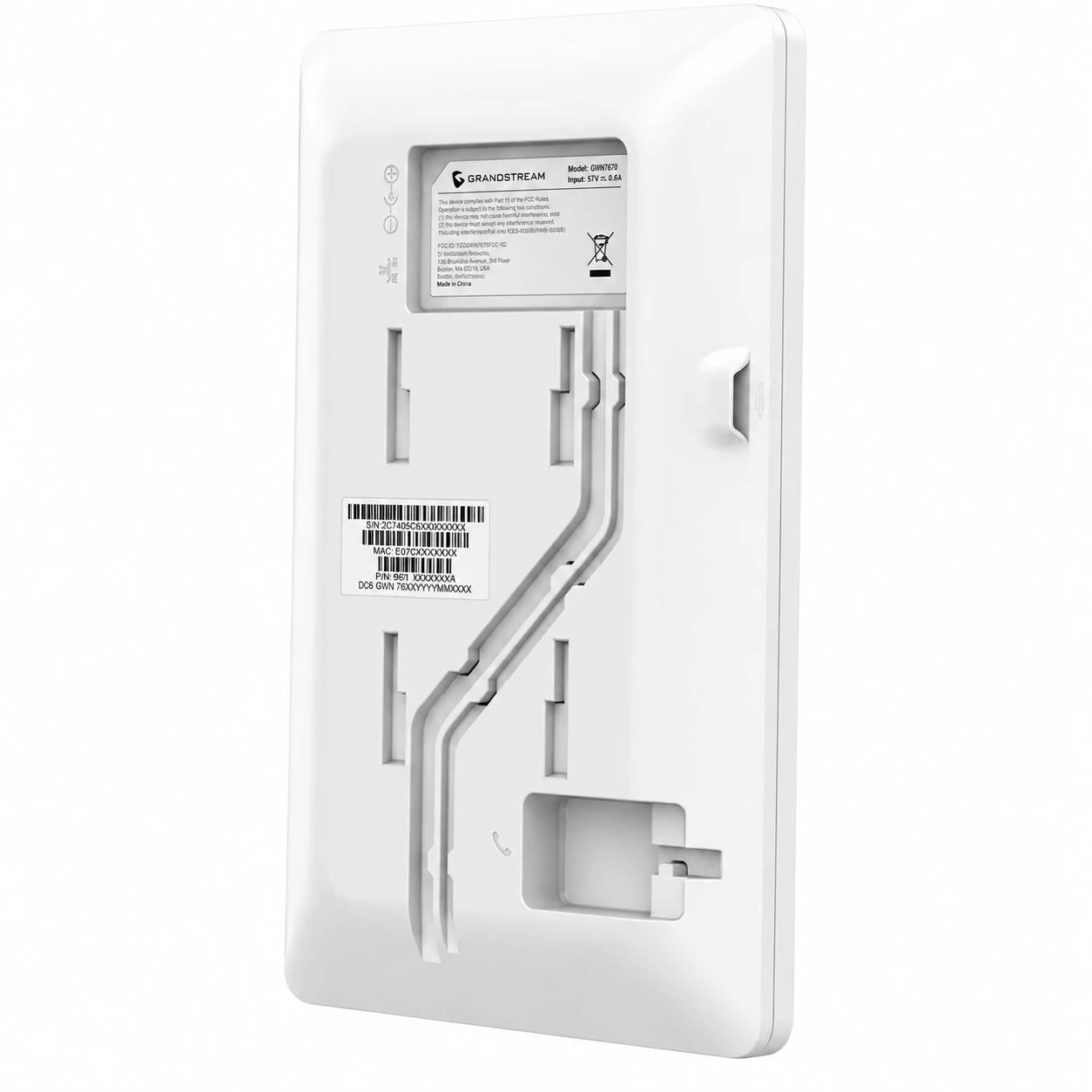 Grandstream GHP620 White IP Hotel Phone Rear Mount View with Wall Mount Design