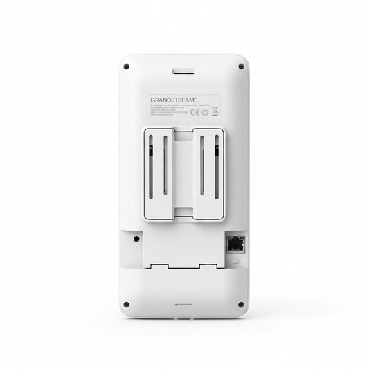 Back panel view of Grandstream GHP620W hotel IP phone showing mounting bracket and network port