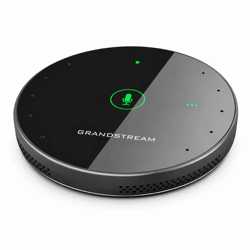 Grandstream GMD1208 desktop wireless conference microphone angled view for boardroom and meeting room audio expansion