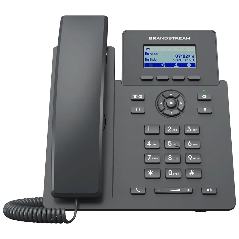 Grandstream GRP2601W IP phone front view featuring LCD screen, navigation keys and business VoIP calling functions