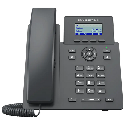 Grandstream GRP2601W IP phone front view featuring LCD screen, navigation keys and business VoIP calling functions