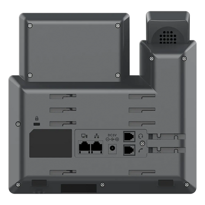Rear panel of Grandstream GRP2603 IP phone showing network ports, headset ports and power connection