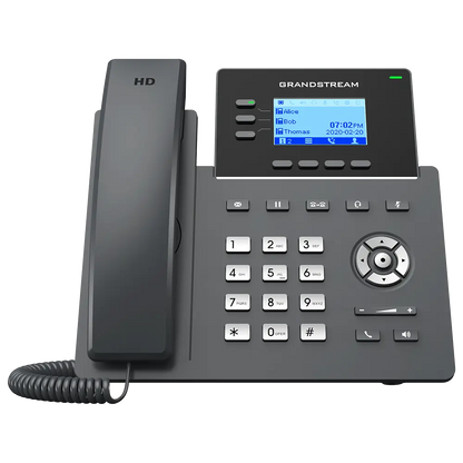 Front view of Grandstream GRP2603 IP phone with 3 lines, 6 SIP accounts and HD audio support