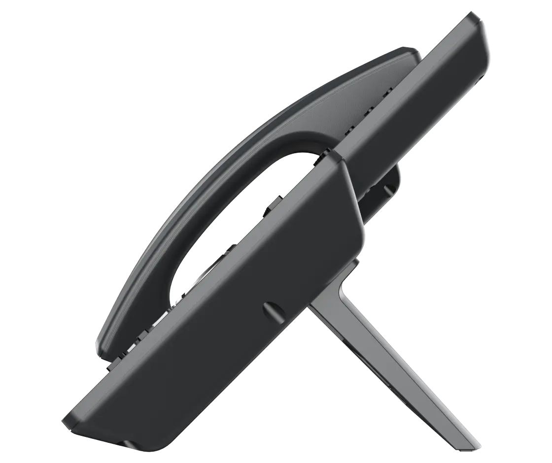 Side profile of Grandstream GRP2603 desk IP phone with adjustable stand for office communication