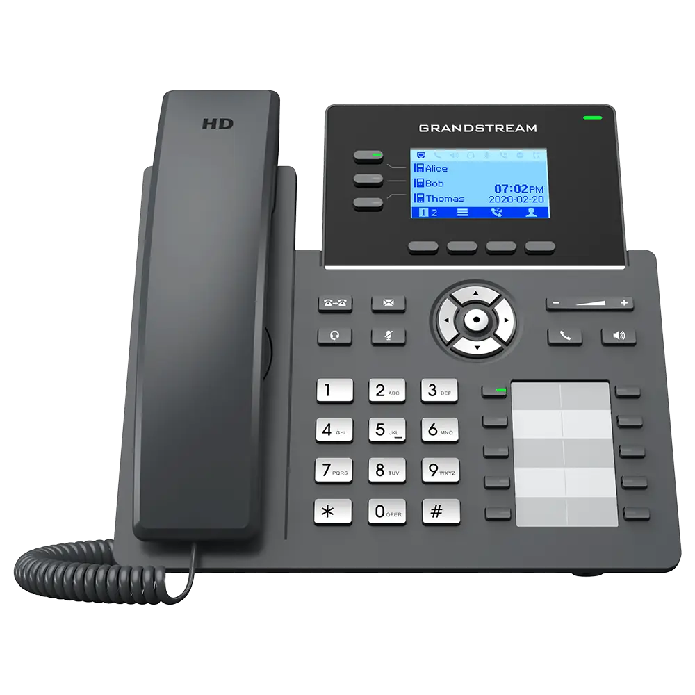 Grandstream GRP2604 3-Line HD VoIP IP Phone front view with color display and programmable keys