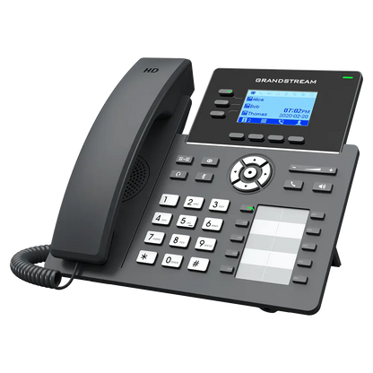 Grandstream GRP2604 business SIP IP phone angled view showing HD audio handset and navigation controls