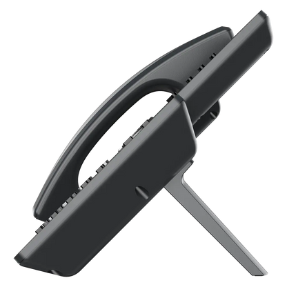 Grandstream GRP2604 office VoIP phone side profile showing adjustable desktop stand design