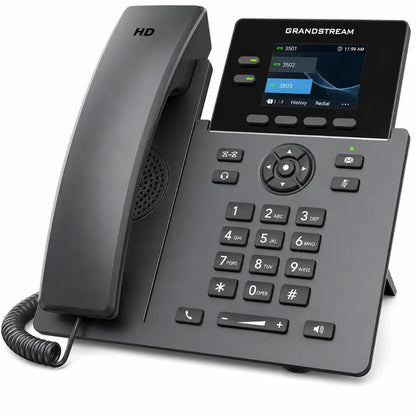 Grandstream GRP2610 business VoIP IP phone angled view with color display and navigation keys