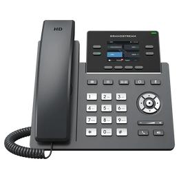 Front view of Grandstream GRP2612G IP phone featuring color LCD display, HD voice and Power over Ethernet support