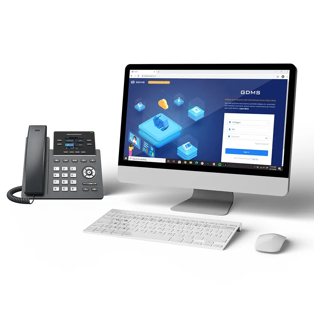 Grandstream GRP2612G IP phone with GDMS cloud device management platform for centralized VoIP deployment and monitoring