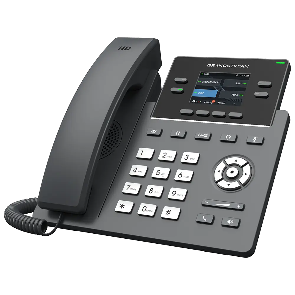 Grandstream GRP2612G professional IP phone with PoE, HD audio, color display and 4-line business VoIP communication system