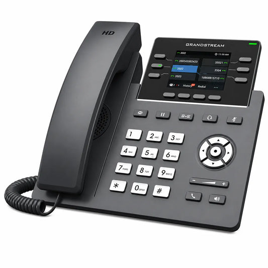 Grandstream GRP2613 HD Business IP Phone angled left view with 3 SIP accounts and Gigabit PoE connectivity -tpstech.in