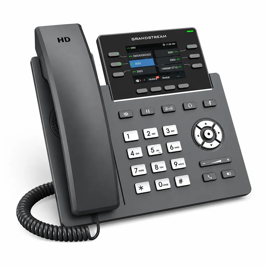 Grandstream GRP2613 professional SIP IP Phone angled right view with HD voice and color LCD display -tpstech.in