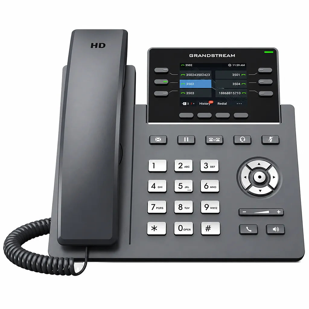 Grandstream GRP2613 Business IP Phone with 2.8-inch color display, HD audio, dual Gigabit Ethernet and PoE front view -tpstech.in