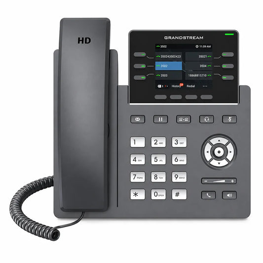 Grandstream GRP2613 Business VoIP IP Phone front view featuring color LCD, HD handset and programmable line keys -tpstech.in