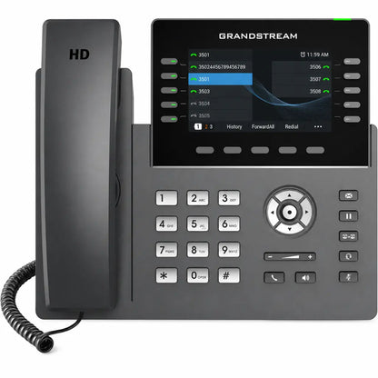 Grandstream GRP2615 professional IP phone front view with color display, HD audio, 10-line keys and enterprise VoIP communication features.