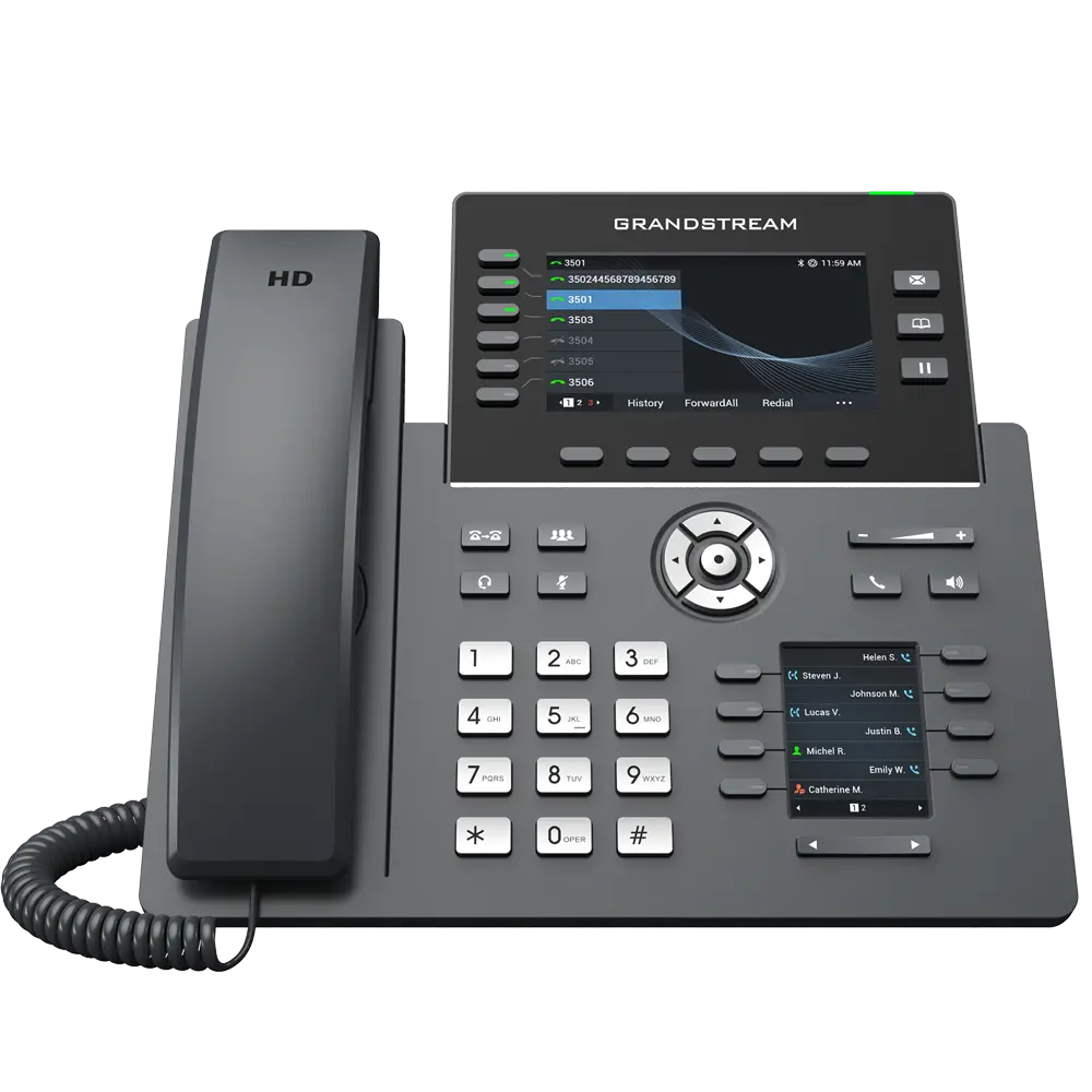 Grandstream GRP2616 business IP phone with dual color LCD displays, HD audio, WiFi, Bluetooth and PoE support