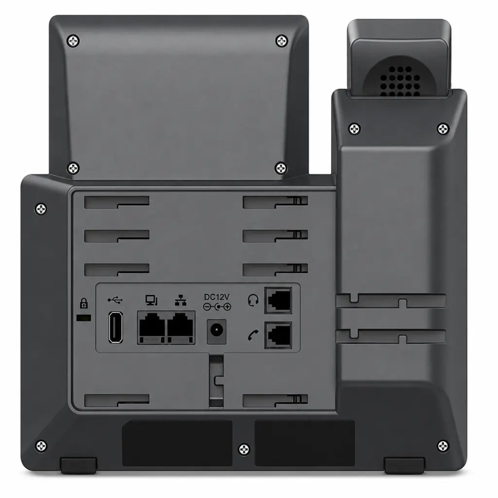 Grandstream GRP2624 rear view showing Gigabit Ethernet ports, headset port and power connectivity