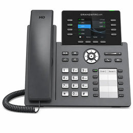 Front view of Grandstream GRP2634 8-line business VoIP IP phone with color display and programmable keys.