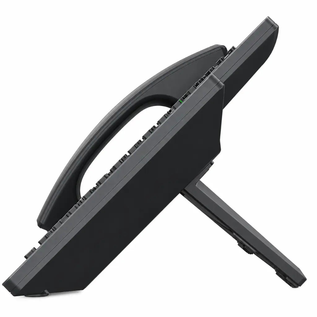 Side profile of Grandstream GRP2636 professional IP phone showing ergonomic desk stand and slim business phone design