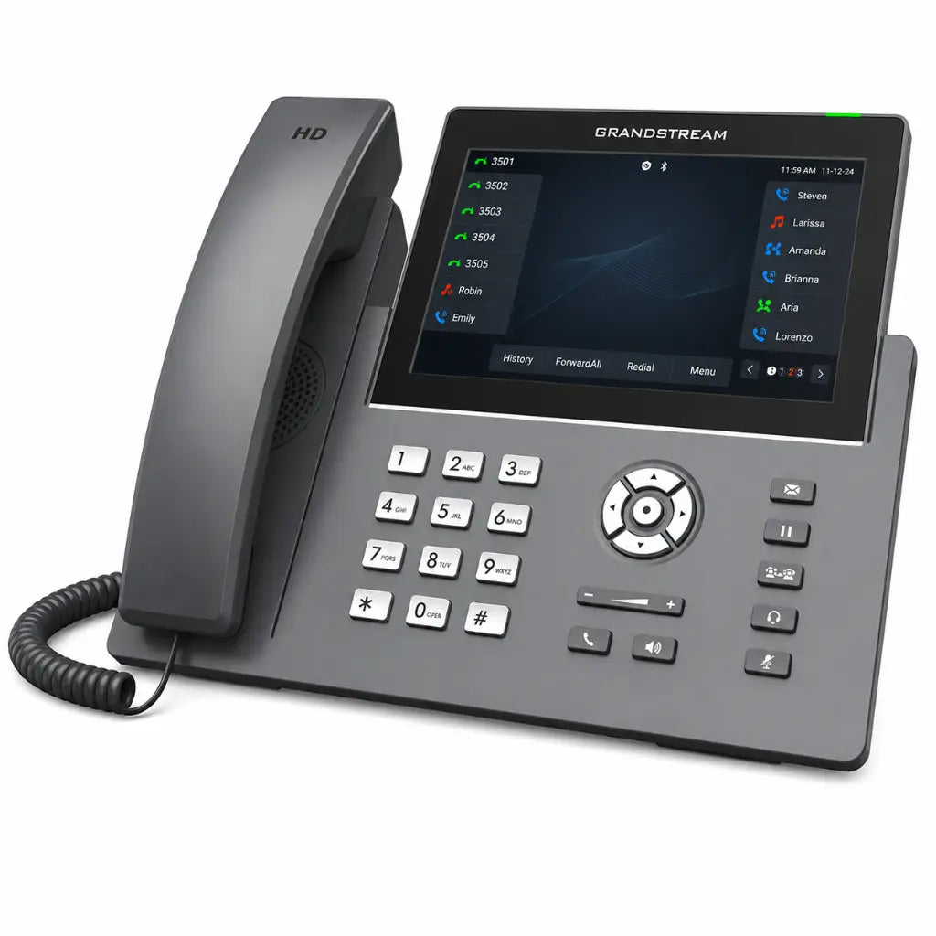 Grandstream GRP2670 professional VoIP IP phone featuring a 7-inch touchscreen display, HD audio and enterprise communication features.