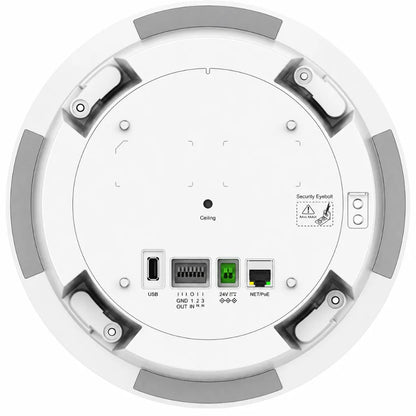 Rear panel of Grandstream GSC3506 v2 with USB, NET PoE, audio I O and power ports