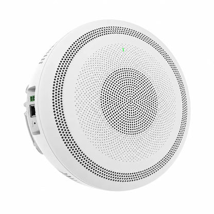 Grandstream GSC3516 SIP talk-back speaker angled front left view for ceiling intercom and paging installations