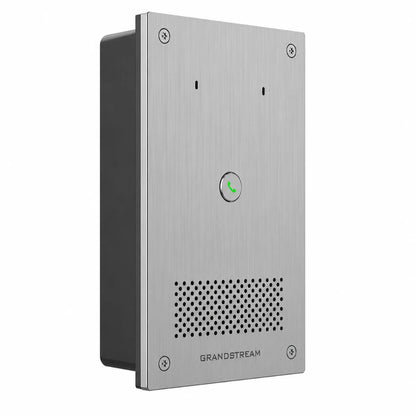 Grandstream GSC3565 SIP audio intercom front left angle view with call button and speaker grille