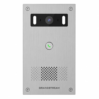 Grandstream GSC3565 SIP video intercom front view with HD camera, illuminated call button and speaker grille