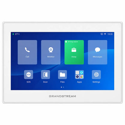 Front view of Grandstream GSC3574 HD Intercom & Facility Control Station featuring a 7-inch capacitive touchscreen and SIP communication.