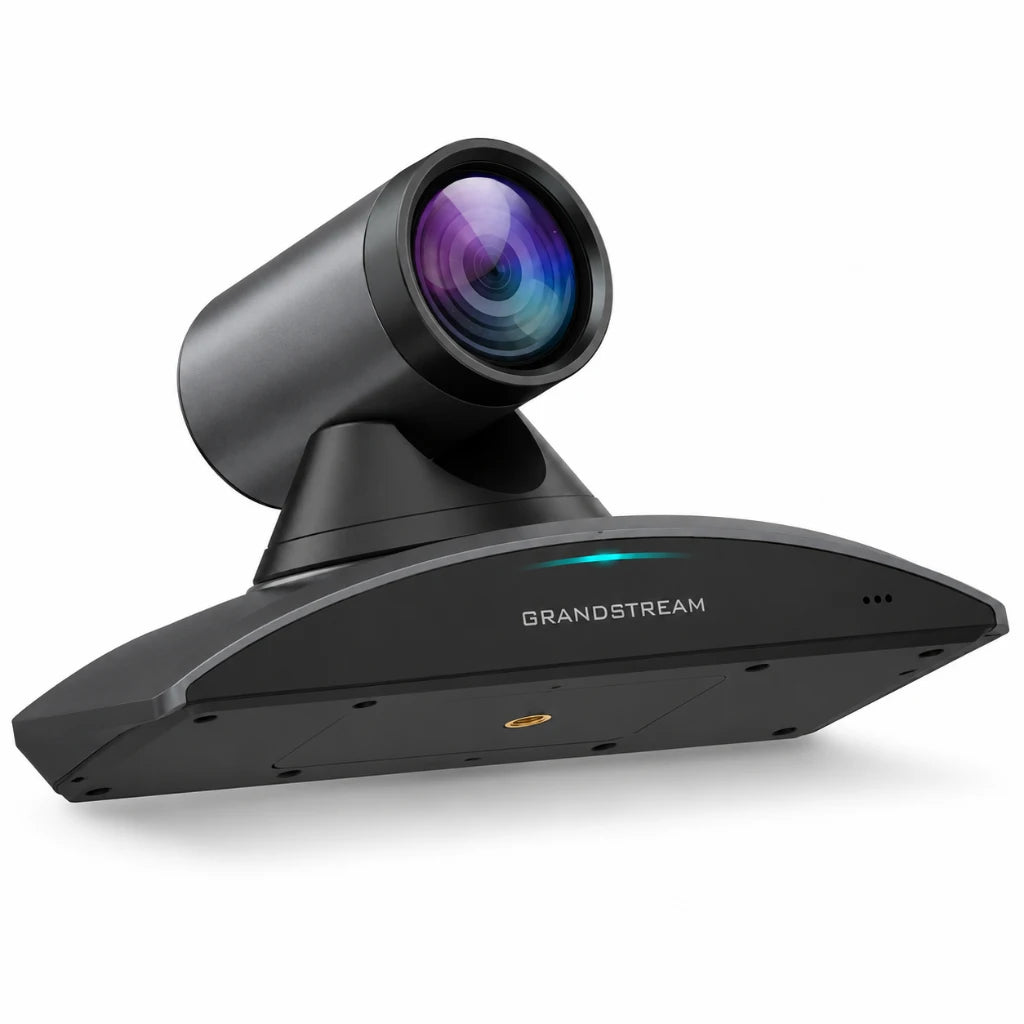 Grandstream GVC3220 4K video conferencing system bottom angle view with PTZ conference camera