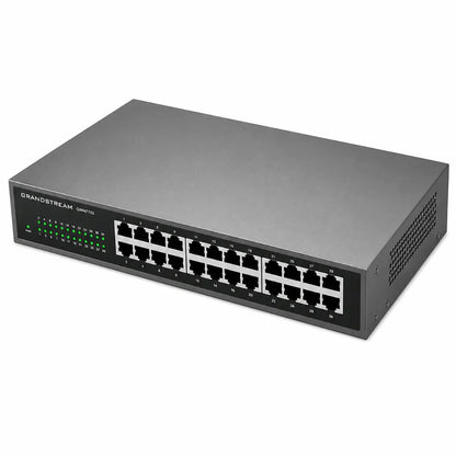 Top right-angled view of the Grandstream GWN7703 rackmount 24-Port Gigabit unmanaged network switch.