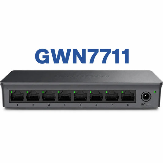 Grandstream GWN7711 8-Port Layer 2 Lite Managed Gigabit Network Switch front view with Gigabit Ethernet ports.