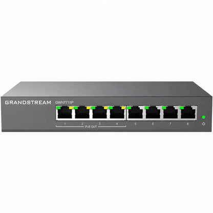 Front view of Grandstream GWN7711P 8-Port Layer 2 Lite Managed Gigabit PoE Ethernet Switch