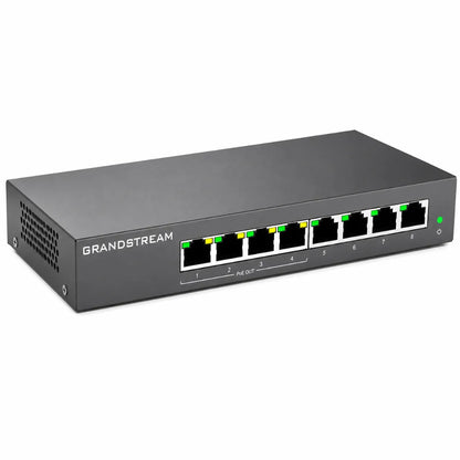 Right angle view of Grandstream GWN7711P 8-Port managed Gigabit PoE Ethernet switch