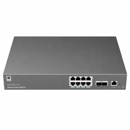 Top front perspective of Grandstream GWN7801P Pro enterprise managed PoE switch with Gigabit Ethernet and 2.5G SFP connectivity.