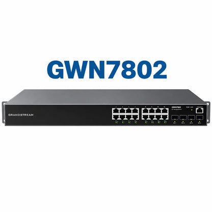 Grandstream GWN7802 16-Port Layer 2+ Managed Gigabit Ethernet Switch with 4 SFP uplink ports front view