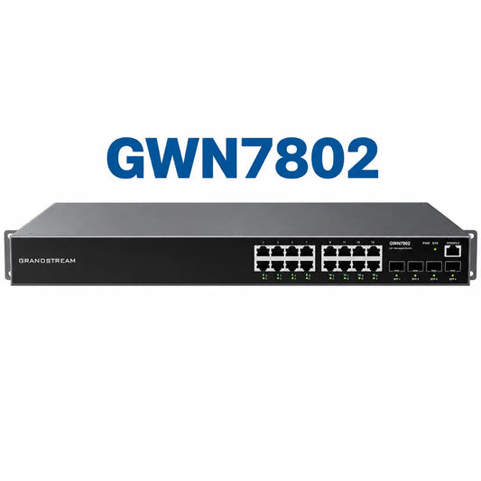 Grandstream GWN7802 16-Port Layer 2+ Managed Gigabit Ethernet Switch with 4 SFP uplink ports front view