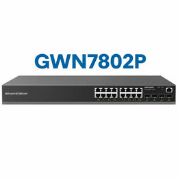Grandstream GWN7802P 16-Port Gigabit PoE+ Layer 2+ Managed Network Switch with 4 SFP uplink ports front view