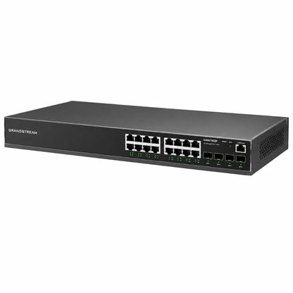 Right angled view of Grandstream GWN7802P managed Gigabit PoE+ switch for business networking