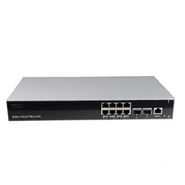 Full front view of the Grandstream GWN7811P Layer 3 managed PoE+ switch with Gigabit Ethernet ports, SFP+ uplinks, console port, and LED indicators.
