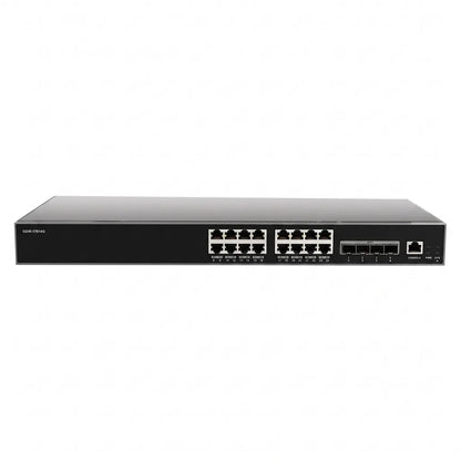 Grandstream GWN7812P 16-port Layer 3 managed PoE+ network switch with 4 x 10G SFP+ uplink ports front view.
