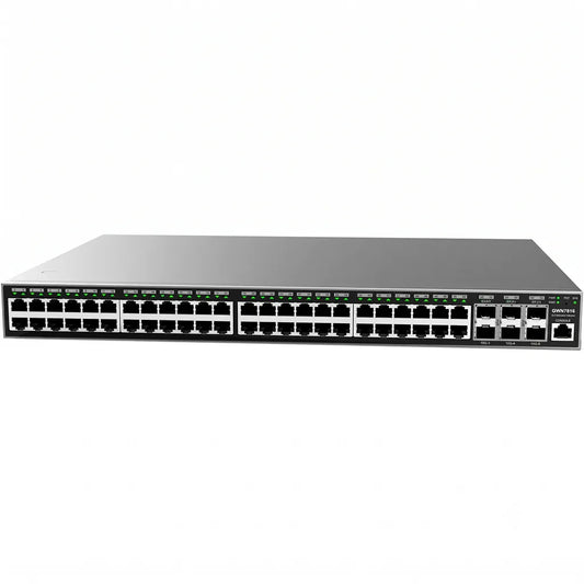 Front view of Grandstream GWN7816 Layer 3 managed network switch featuring 48 Gigabit Ethernet ports and 6×10G SFP+ uplinks.