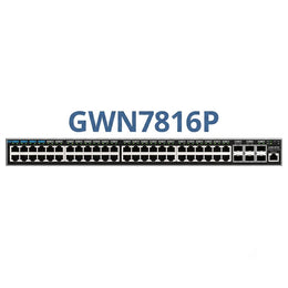 Grandstream GWN7816P Layer 3 managed PoE network switch hero image showing the 48-port enterprise rack-mount switch.