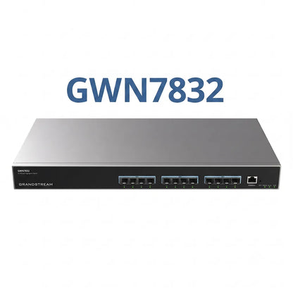 Grandstream GWN7832 Layer 3 aggregation managed switch with 12 x 10G SFP+ ports front view for enterprise networking.