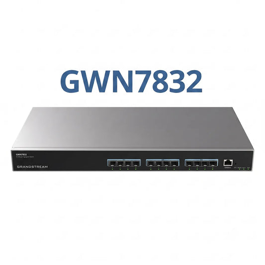 Grandstream GWN7832 Layer 3 aggregation managed switch with 12 x 10G SFP+ ports front view for enterprise networking.