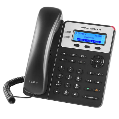 Grandstream GXP1625 business IP phone with HD audio, 2 SIP accounts, and LCD display front angled view.