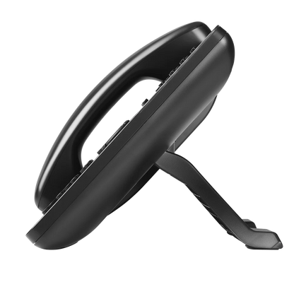 Side profile of Grandstream GXP2135 HD IP phone showing ergonomic desktop stand design for business communication environments.