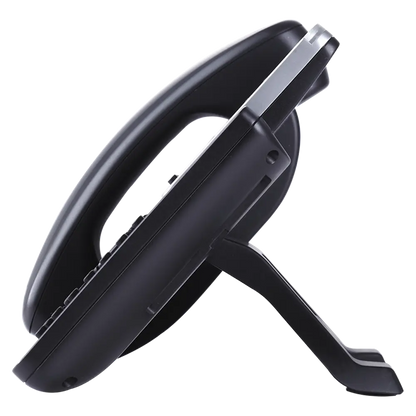 Grandstream GXP2140 enterprise IP phone side profile showing adjustable stand design for office desk deployment and business VoIP communication.