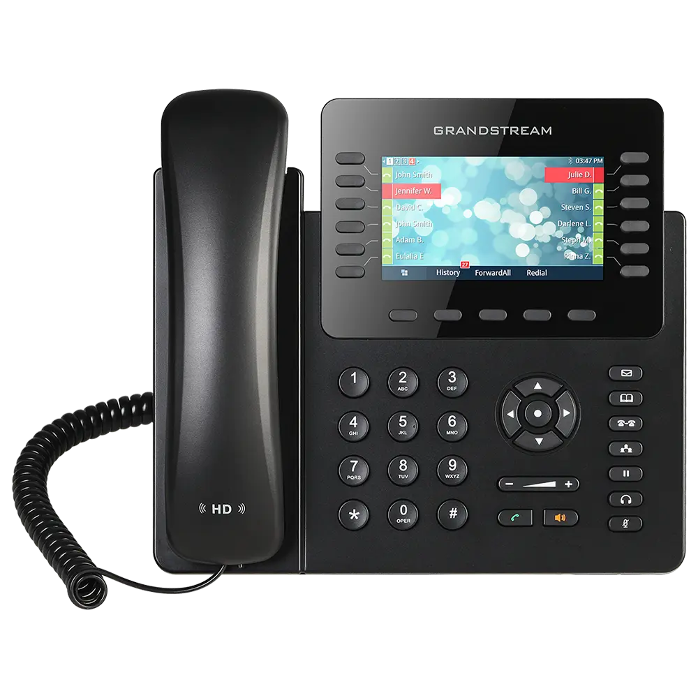 Front view of Grandstream GXP2170 business VoIP IP phone featuring a 4.3-inch color display, 12 lines, and programmable function keys.